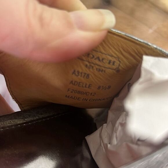 Coach adelle silver criss-cross pumps pebbled open‎ toe heels - Picture 9 of 11